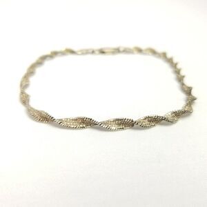 Vintage Sterling Silver Rope Chain Spiral Bracelet, 925 Italy, 7 Inches Long